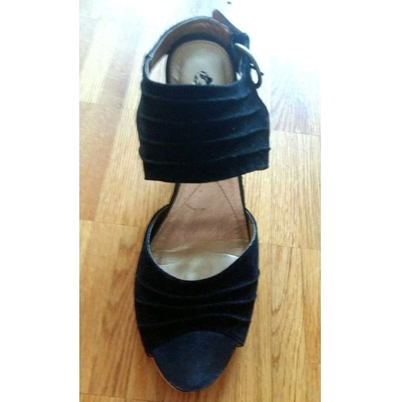 Hush Puppies suede comfy strappy black open toe sandals heels shoes - Picture 2 of 13